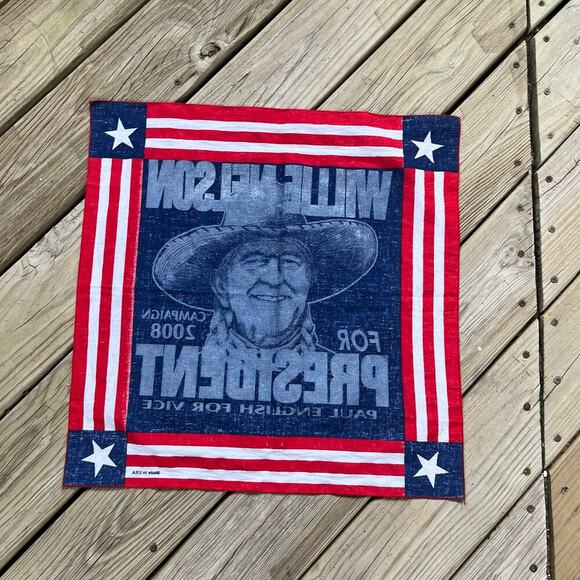 Willie Nelson For President 2008 Red And Blue Campaign Bandana - Picture 2 of 5